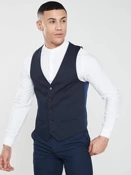 River Island Edward Textured Waistcoat Navy Size 40 Men