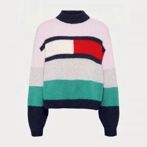 Tommy Jeans Womens TJW Bell Sleeve Flag Sweatshirt - Romantic Pink/Multi - M