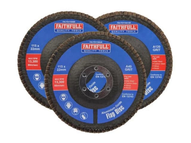 Faithfull Aluminium Oxide Abrasive Flap Disc FAIFD115AM3 Diameter: 115mm