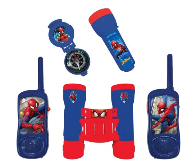 Lexibook Spider-Man Adventurer Set for Children Walkie-Talkies 120m Binoculars Compass Torchlight Blue/Red RPTW12SP Colour.
