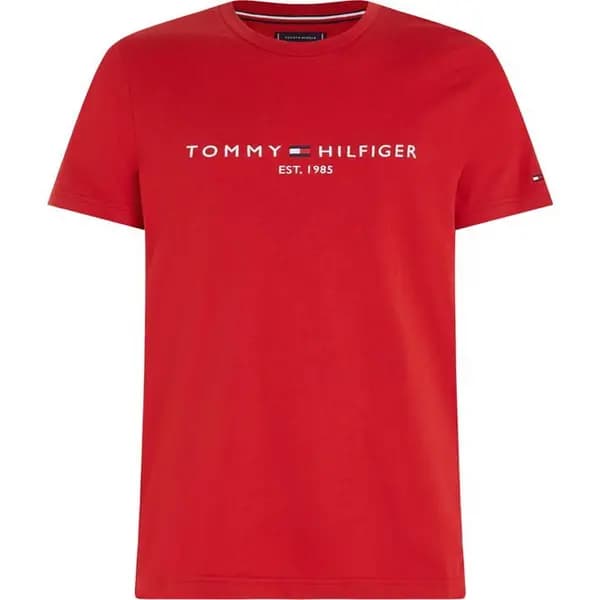 Tommy Hilfiger Logo Crew Neck T Shirt - Red L