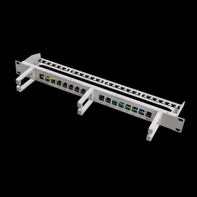 LogiLink Keystone Panel 1U. 16 ports. shielded. grey. with 3 cable man