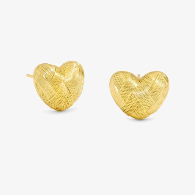 Inicio Gold Plated Brushed Heart Studs - Gift Pouch Gold female One Size