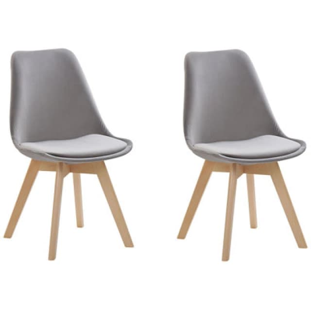 Beliani Set Of 2 Dining Chairs Dakota Ii Velvet Grey