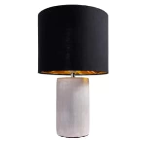 Austin Grey Cement Table Lamp with Black and Gold Reni Shade