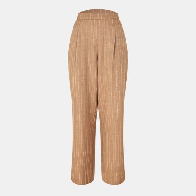 Biba Womens Striped Wide Leg Trousers Camel female 8 (XS)