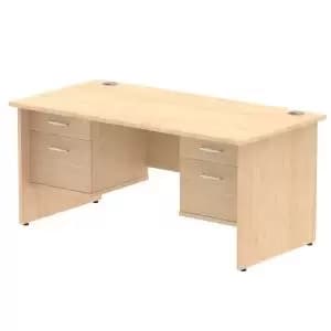 Impulse 1600 Rectangle Panel End Leg Desk MAPLE 2 x 2 Drawer Fixed Ped