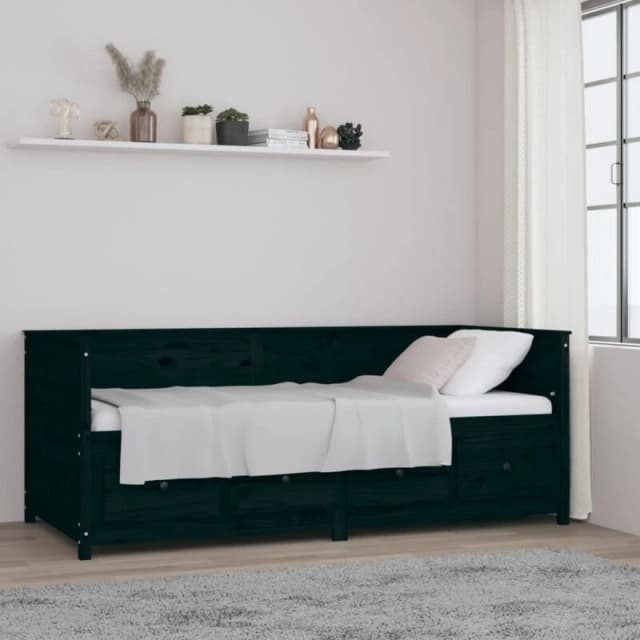 VIDAXL Day Bed without Mattress Black 90x200cm Solid Wood Pine Vidaxl 8720287137931