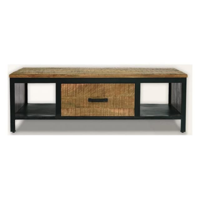 Jaipur Furniture Ltd Induse Coffee Table 1 Drawer - Mango Wood/Iron - L60 x W120 x H41cm - PP Sawn Finish in Brown Brown Unisex