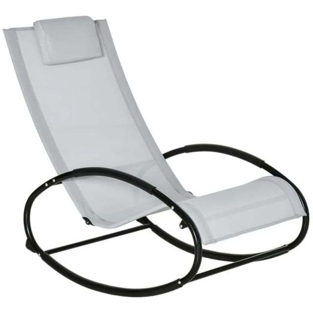 Outsunny Patio Rocking Chair Orbital Zero Gravity Seat W/ Pillow, Grey 84A-090V70GY
