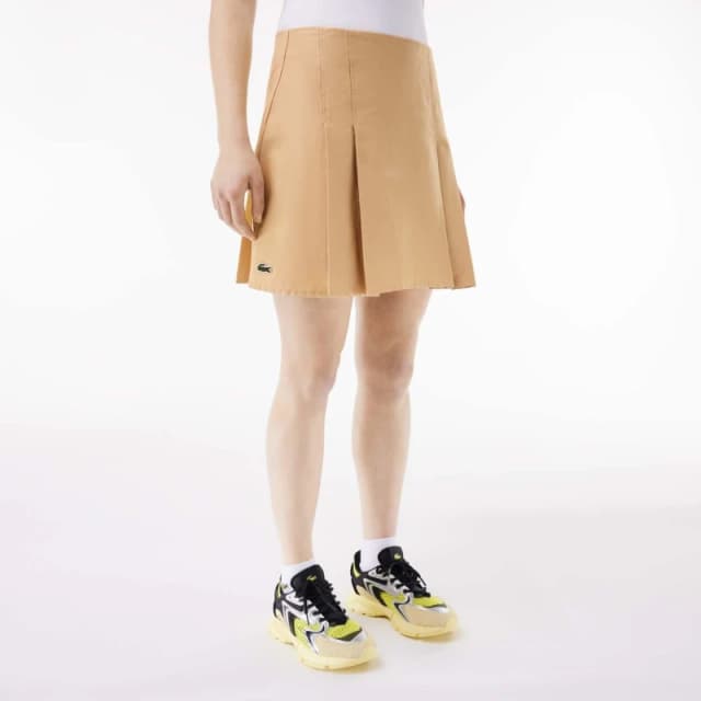 Lacoste Short Pleated Cotton Skirt Beige female 6