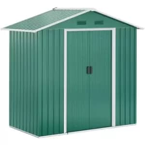 Outsunny 6.5x3.5ft Metal Garden Shed for Garden and Outdoor Storage, Green - Green