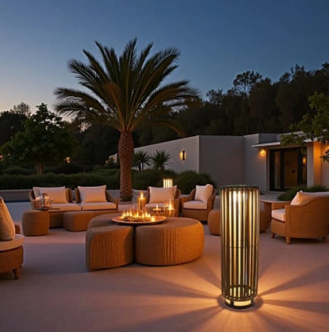 K Living Bakau Large Solar Rattan Rechargeable Lamp