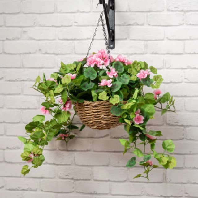 Scottish Everlastings Ltd. Scottish Everlastings 80Cm Artificial Pink Geranium Hanging Basket