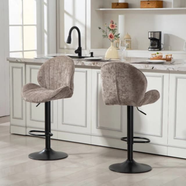 Homcom Modern Bar Stools Set Of 2, Swivel Counter Height Barstools, Brown