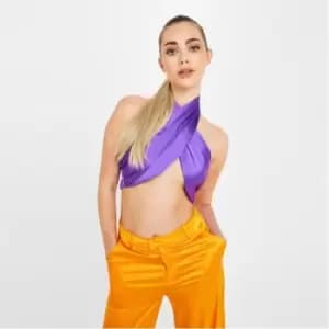 Missguided Tall Satin Bralet - Purple