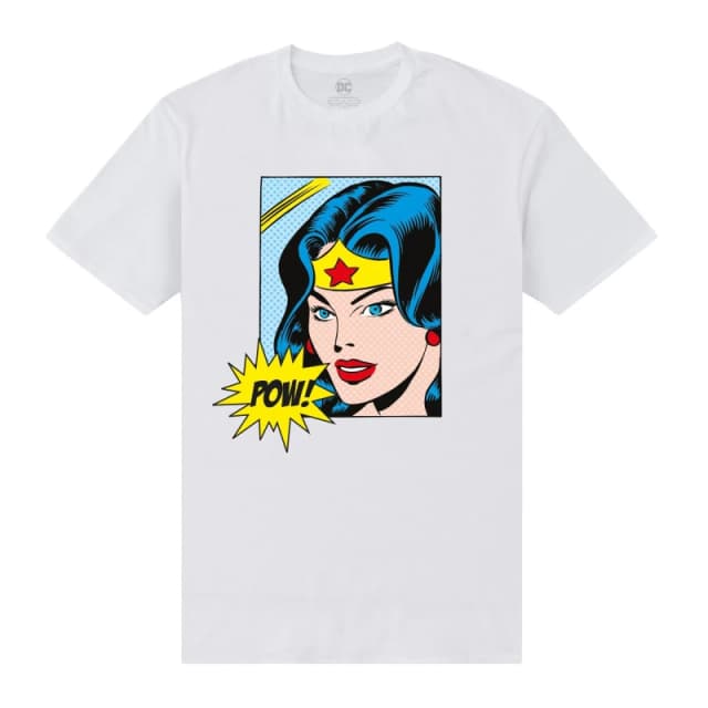 Wonder Woman Mens Pow T-Shirt in White Size: Small White Male S