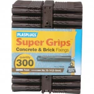 Plasplugs Heavy Duty Super Grips Concrete and Brick Fixings Pack of 300