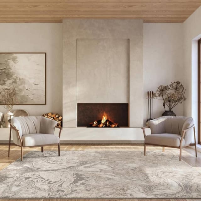 Elysium Modern Abstract Action Living Room Area Rug Metallic Sheen -Astral Gold 200Cm X 290Cm