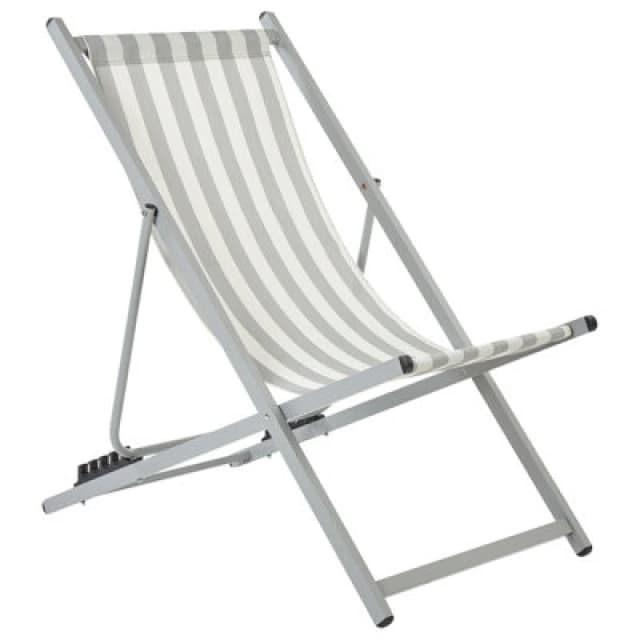 Beliani Folding Deck Chair Locri Ii Metal Light Grey