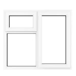 Crystal uPVC Window A Rated Right Hand Side Hung next to a Top Opener over a Fixed Light 1190mm x 1040mm Clear Glazing - White