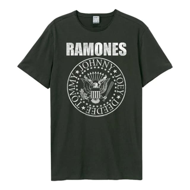 Amplified Amplified Men Classic Seal Ramones T-Shirt in Charcoal Size: Small Charcoal S Male 5063470090761