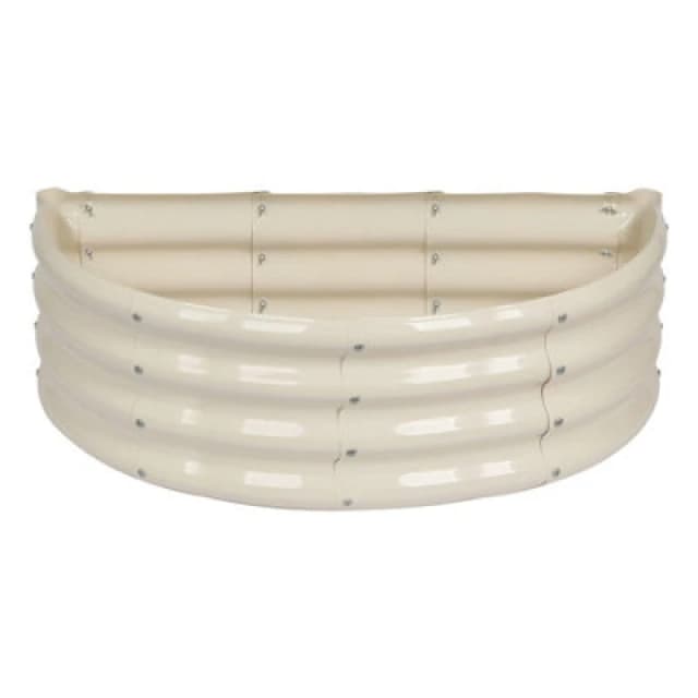 Harbour Housewares Semicircular Galvanised Steel Raised Garden Bed - 90Cm X 45Cm - Ivory
