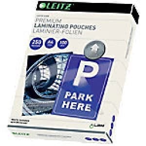 Leitz Laminating Pouches Glossy 2 x 250 (500 Micron) A4 100 Pieces