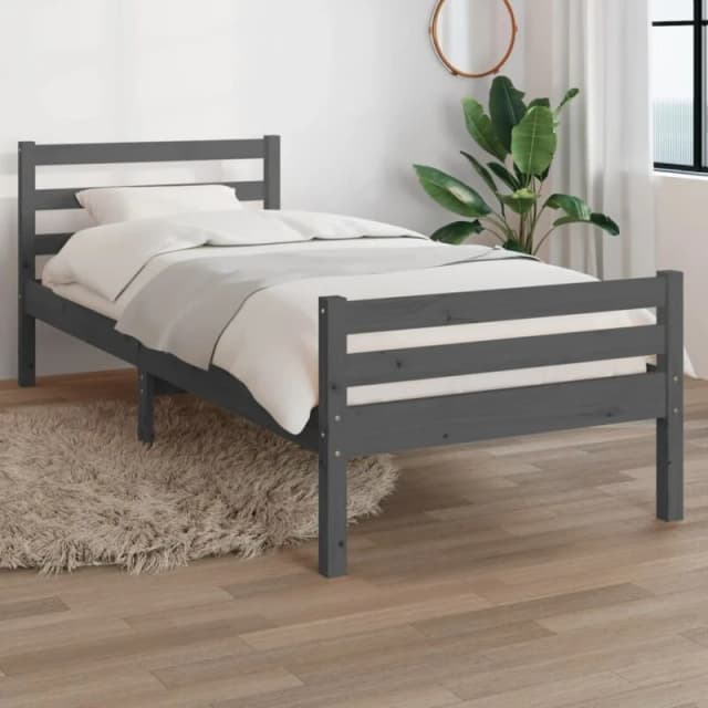 VIDAXL Bed Frame without Mattress Grey Solid Wood 100x200cm Vidaxl 8720286997567
