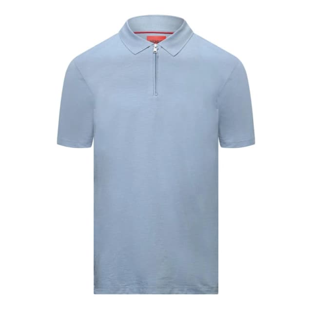 Hugo Dekok233 Zip-Neck Polo Shirt in Slub Jersey Blue male S