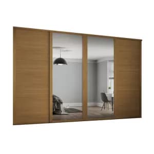 Shaker Sliding Doors and track W2898 Oak Frame Mirror
