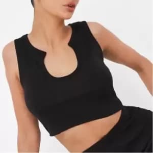Missguided Rib Notch Neck Crop Top - Black