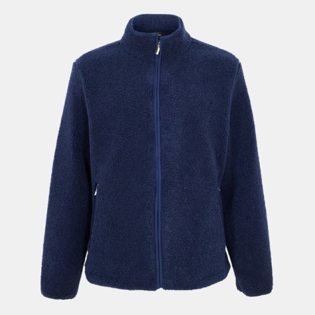 Threadbare 'Edmund' Zip Through Funnel Neck Borg Fleece Navy