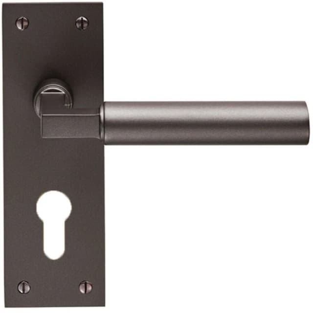 Loops PAIR Round Bar Handle on Slim Euro Lock Backplate 150 x 50mm Matt Bronze Multi