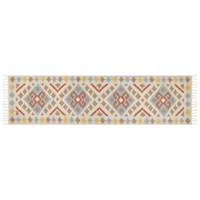 Beliani Rug Atan Multicolour 80 X 300 Cm Cotton Kilim