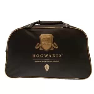 Harry Potter Hogwarts Crest Holdall (One Size) (Black/Gold)