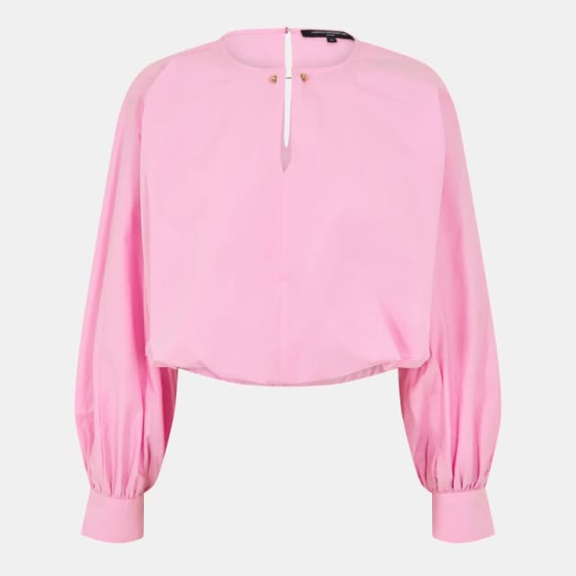 French Connection Womens Cambria Long Sleeve Blouse Bubblegum Pink female 8 (XS)
