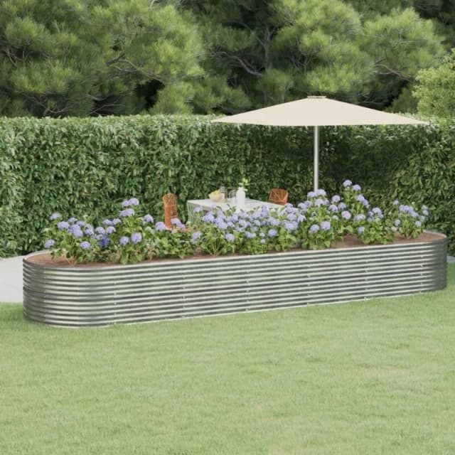 vidaXL Garden Raised Bed Powder-coated Steel 510x140x68cm Silver 319117
