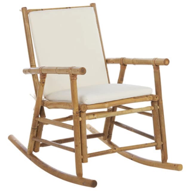 Beliani Garden Rocking Chair Frigole Bamboo Wood Brown