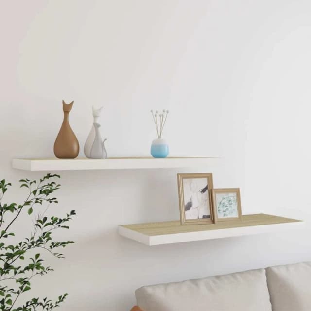 VIDAXL Vidaxl - Floating Wall Shelves 2 pcs Oak and White 80x23.5x3.8cm mdf 8720286416815