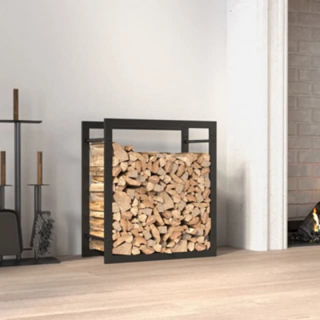 Vidaxl Firewood Rack Matt Black 50X28X56cm Steel Firewood Racks