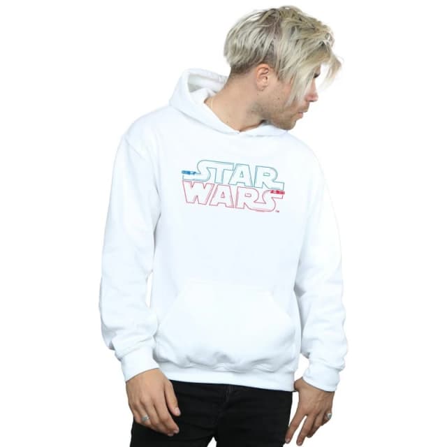 Star Wars Star Wars Men Lightsaber Logo Hoodie in White Size: Small White S Male 5059308847386