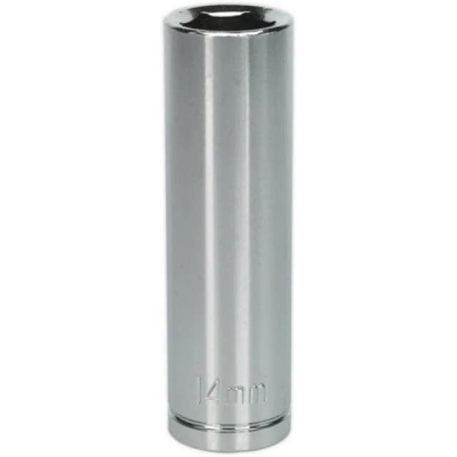 Loops 14mm Chrome Plated Deep Drive Socket - 1/2" Square Drive High Grade Carbon Steel Metallics