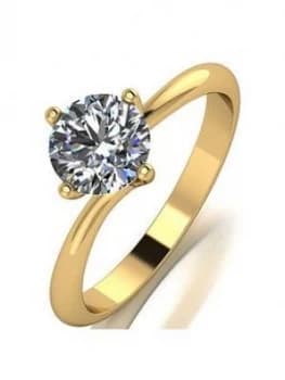 Moissanite 9Ct Yellow Gold 1Ct Equivalent Solitaire Twist Ring