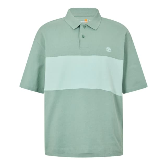 Timberland Mens Colour Block Rugby Polo Shirt Green Bay-Cameo male S