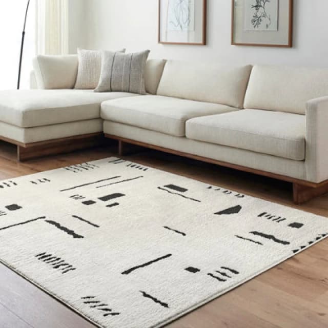 Livabliss Scandi Modern High Pile Black Rita Area Rug 160 X 213cm - Easy Care, Non Shedding, Ideal For Living Room & Bedroom