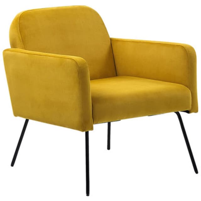 Beliani Retro Velvet Armchair Yellow Narken