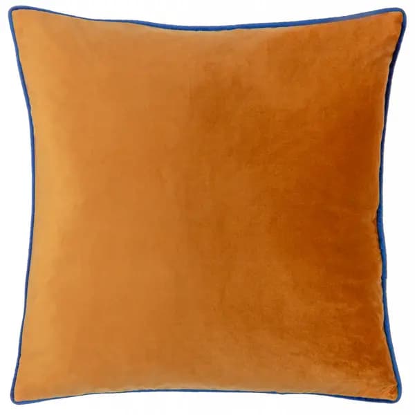 Meridian Velvet Cushion Ginger/Navy, Ginger/Navy / 55 x 55cm / Polyester Filled