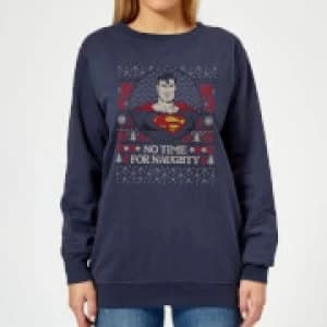 Superman May Your Holidays Be Super Womens Christmas Sweatshirt - Navy - L