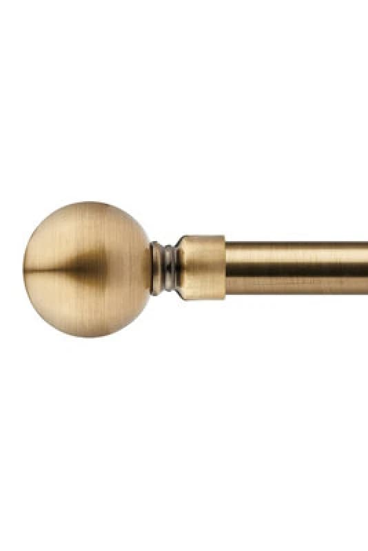 Unknown 16-19mm Sphere Extendable Eyelet Metal Curtain Pole Set Brass 120-210Cm